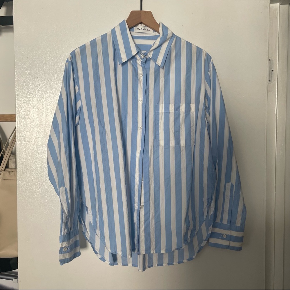 THE FRANKIE SHOP Lui striped cotton-poplin shirt XS